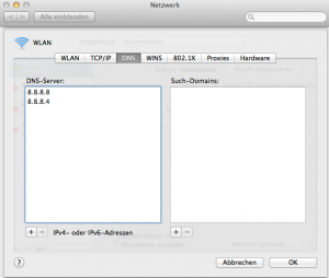 DNS Einstellungen Mac OS